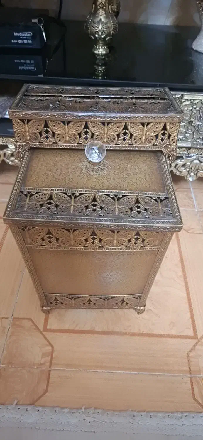 ست سطل و جای دستمال فلزی پیوتر|صنایع دستی و سایر لوازم تزئینی|قزوین, |دیوار