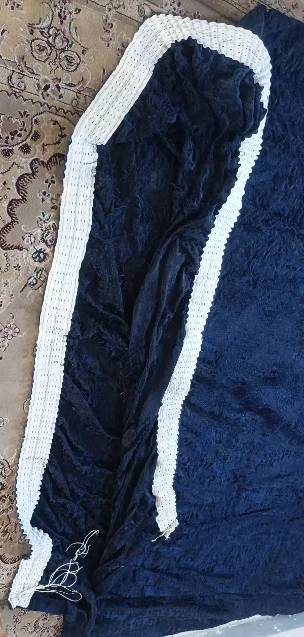 پرده بزرگ مخمل پتینه سورمه ای|پرده، رانر، رومیزی|فلاورجان, |دیوار