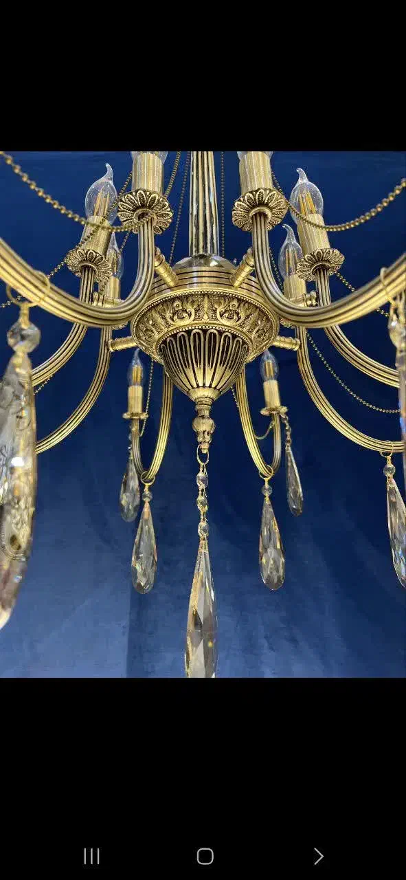 لوستر.راما.تمام برنجی۱۰+۱۰شعله جدیدکلاسیک برنج TY8|لوستر و چراغ آویز|تهران, نعمت‌آباد|دیوار