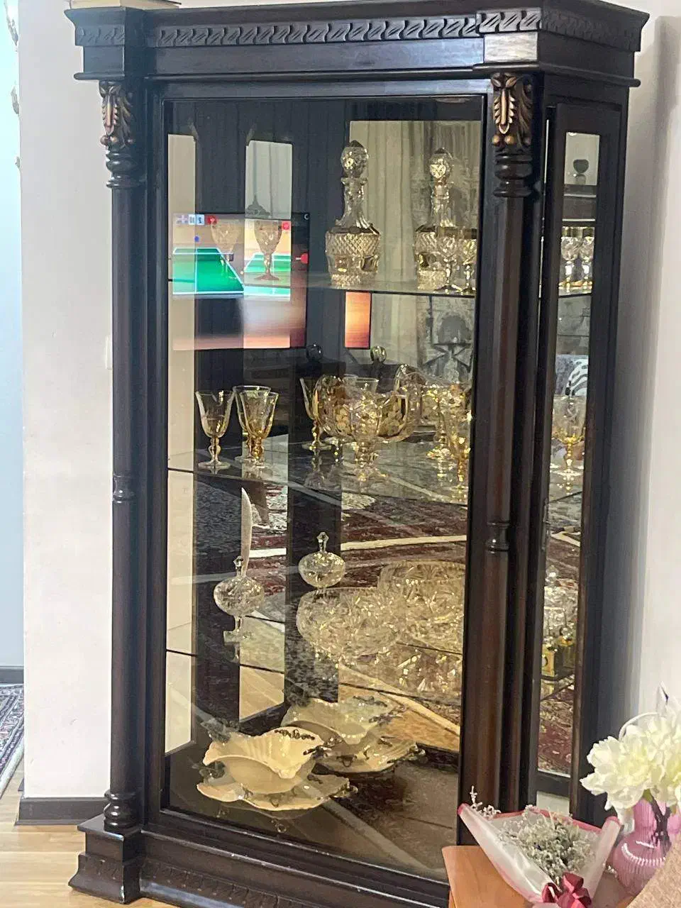 بوفه تمام چوب آینهدار|بوفه، ویترین، کنسول|نقده, |دیوار