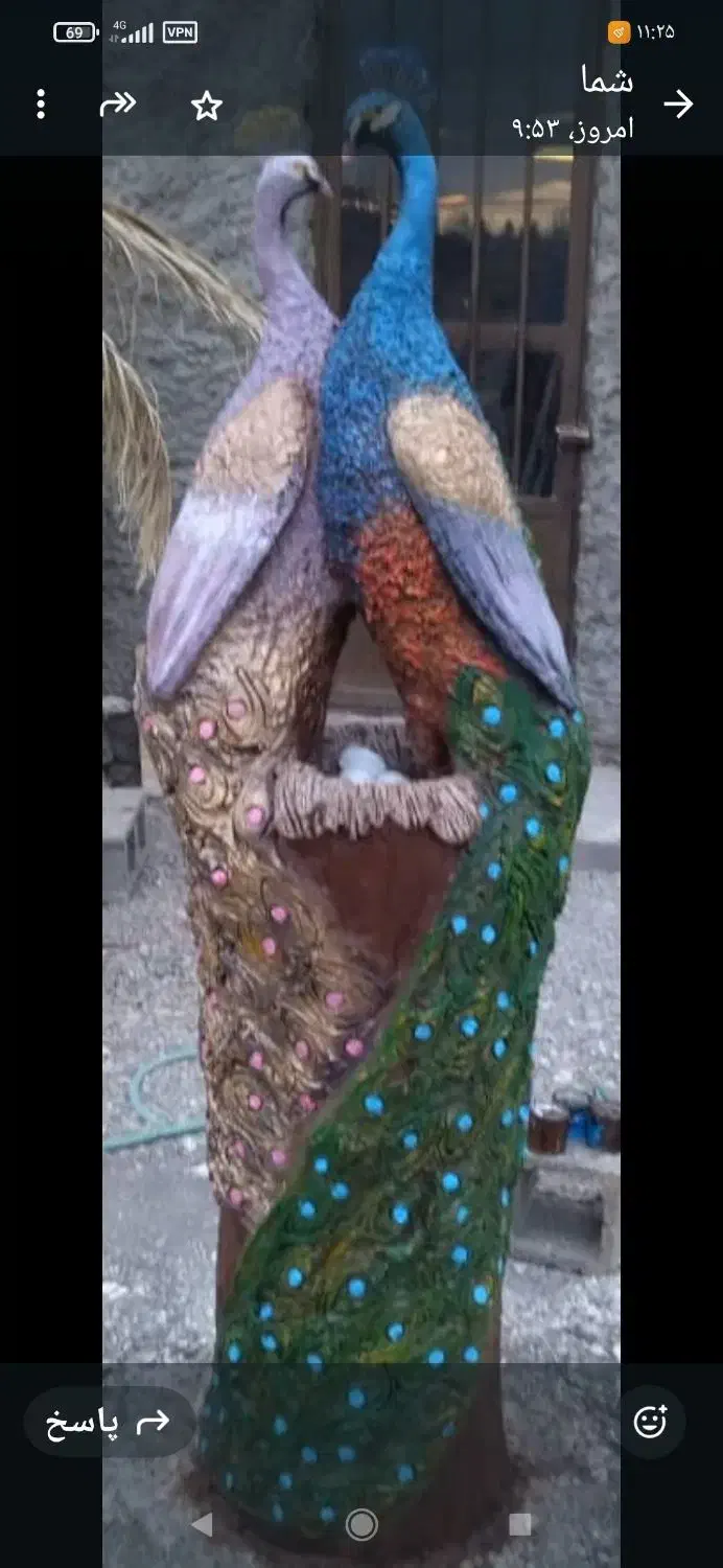 مجسمه طاووس|مجسمه، تندیس، ماکت|کرمان, |دیوار