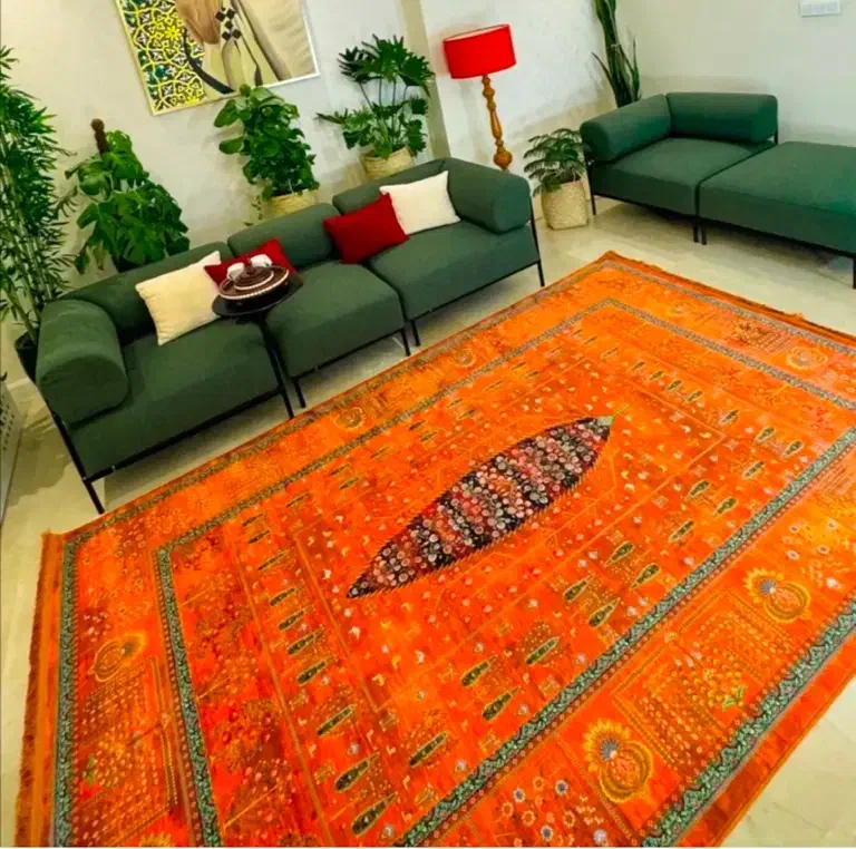فرش زعفران کاشان مدل یاقوتی نارنجی۱۲مترب|فرش|شیراز, دروازه قران|دیوار