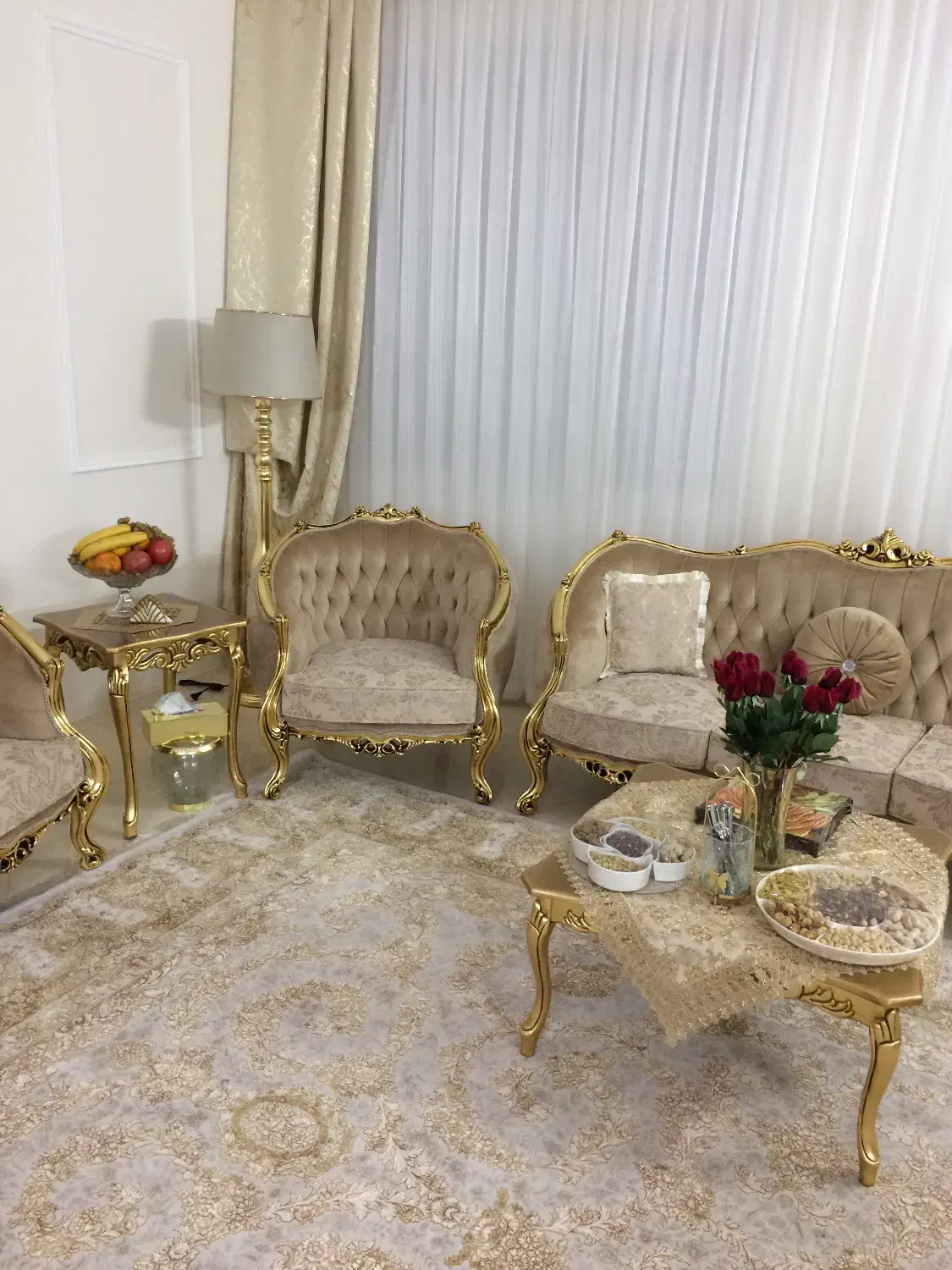 مبلمان ورق طلا + میزها|مبلمان خانگی و میز عسلی|طرقبه, |دیوار