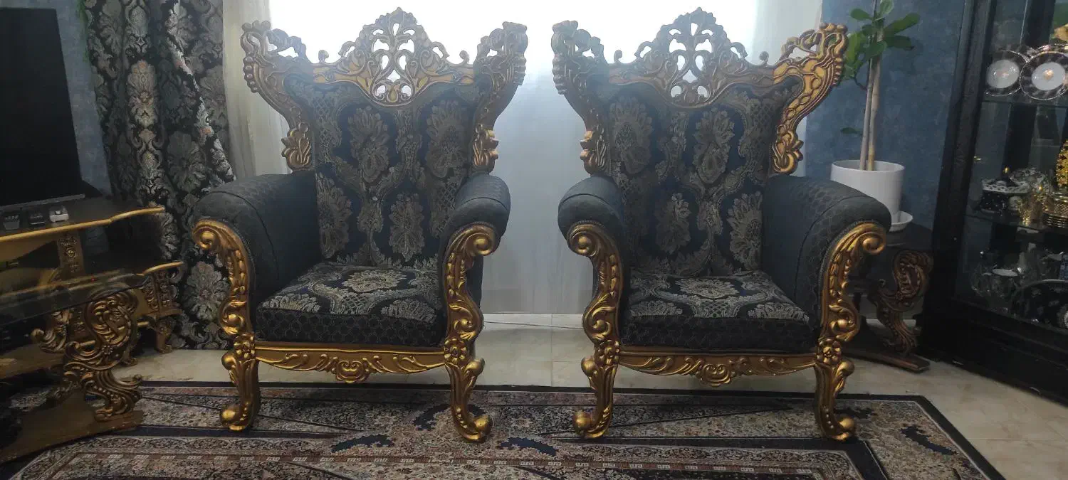 فروش مبل سلطنتی7نفره دوتا عسلی یه میزوسط میزtv|مبلمان خانگی و میز عسلی|بابل, |دیوار