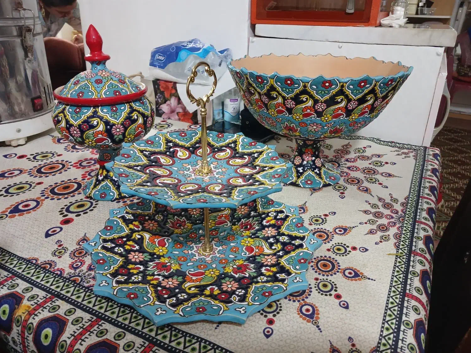 ظروف پذیرایی مینا کاری|ظروف سرو و پذیرایی|گرگان, |دیوار