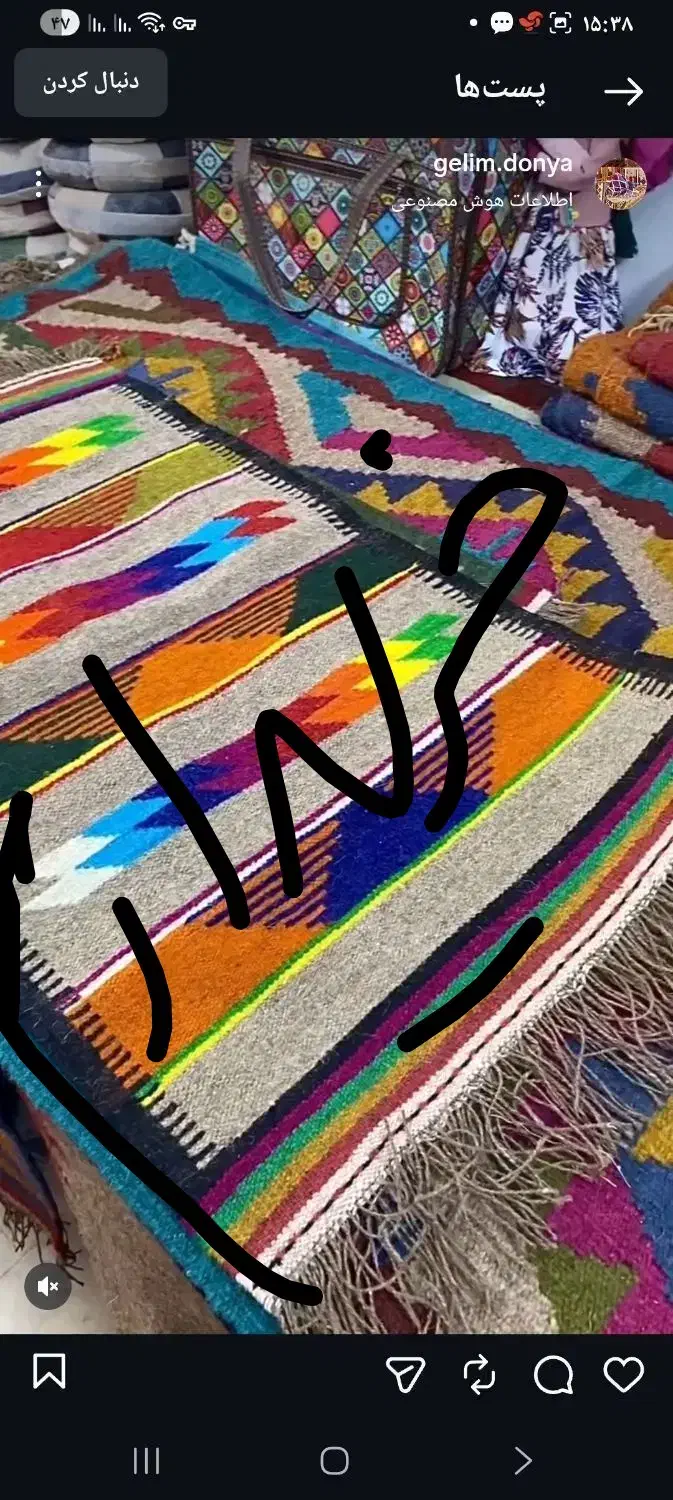 گلیم ۲ در ۲|گلیم، جاجیم، گبه|بیرجند, |دیوار