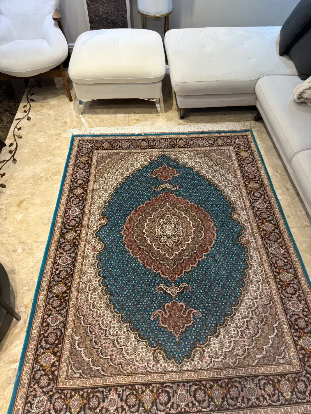 فرش دستبافت تبریز رنگ فیروزه ای|فرش|تهران, زعفرانیه|دیوار