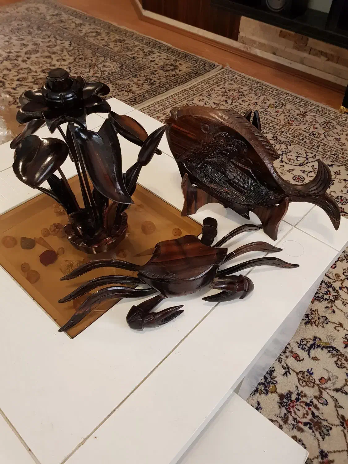 رومیزی چوب ابنوس  ساخت فیلیپین ۶۰ ساله|کلکسیون اشیاء عتیقه|تهران, قیطریه|دیوار