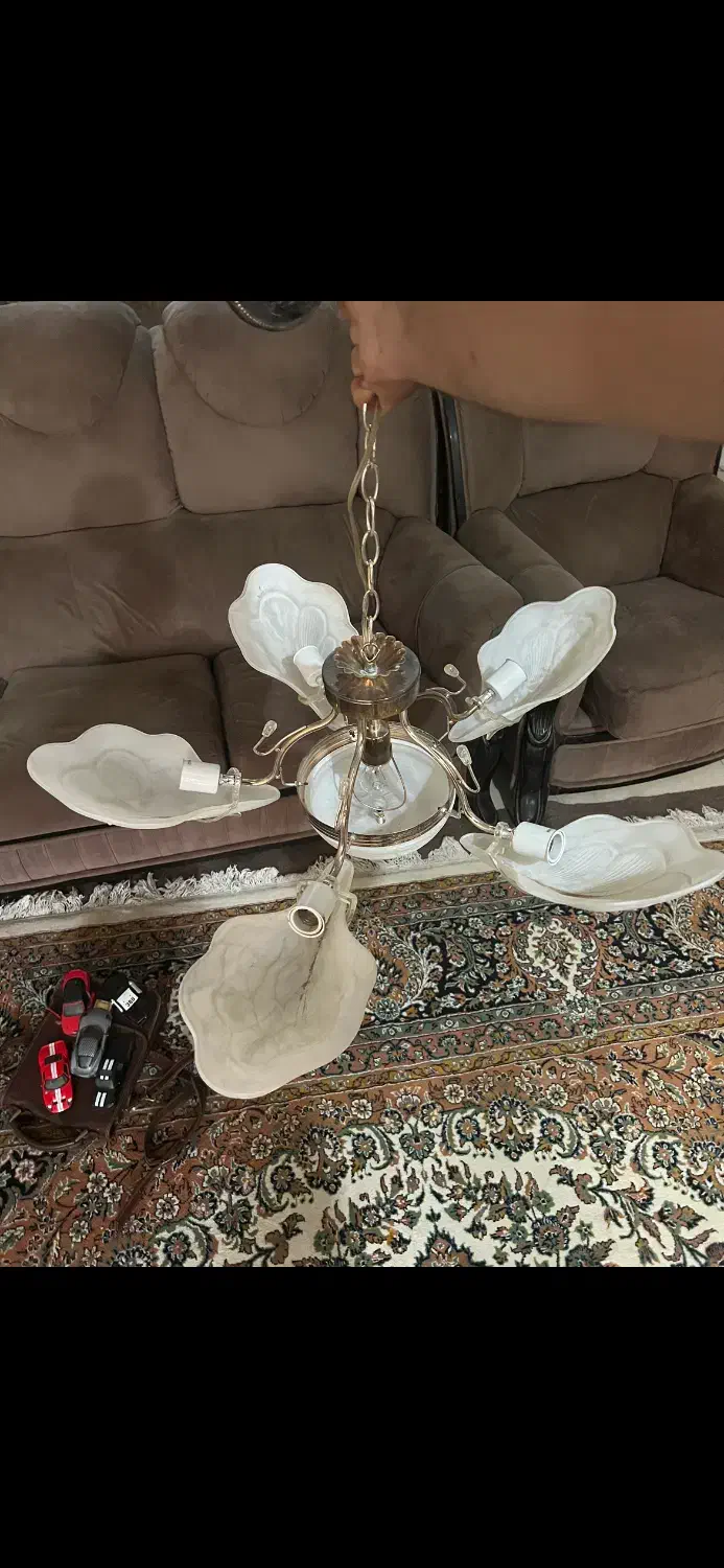 لوستر در حد اک پنج برگ سه برگ|لوستر و چراغ آویز|فسا, |دیوار