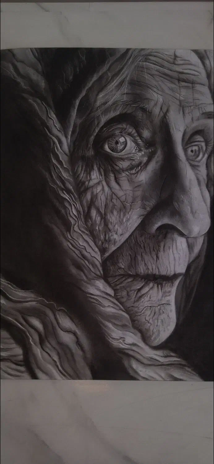 طراحی چهره سیاه قلم|تابلو، نقاشی، عکس|چناران, |دیوار