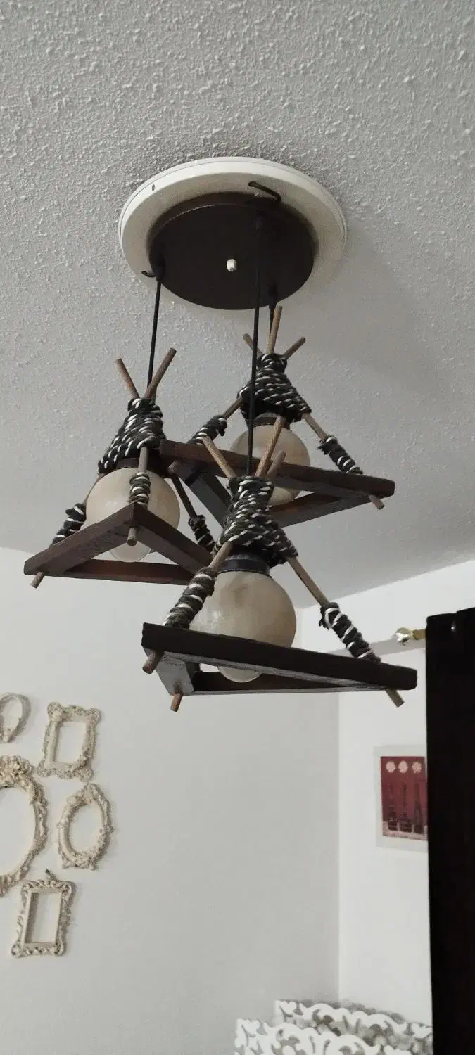 لوستر چوبی سه تایی نو|لوستر و چراغ آویز|پاکدشت, پاکدشت (مامازند)|دیوار