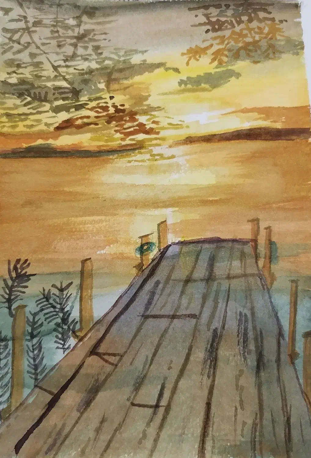 نقاشی غروب پاییز|تابلو، نقاشی، عکس|قم, شاه سید علی|دیوار