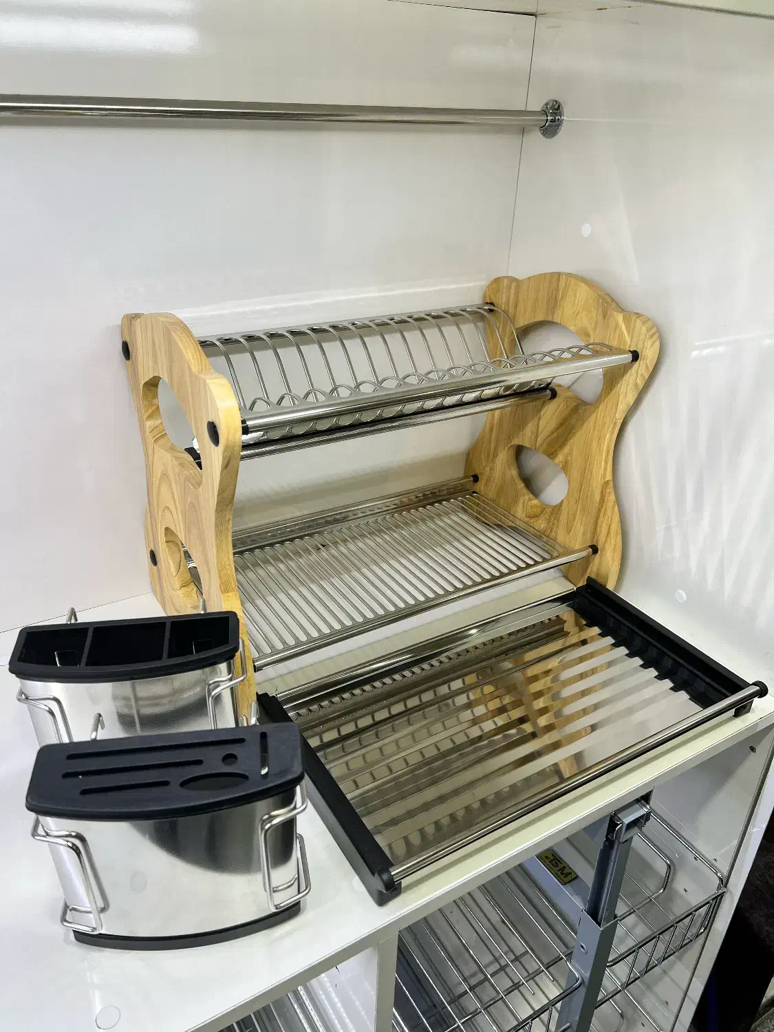 آبچکان رومیزی استیل طرح بامبو سایز کوچک|آبچکان و نظمدهنده ظروف|تبریز, |دیوار