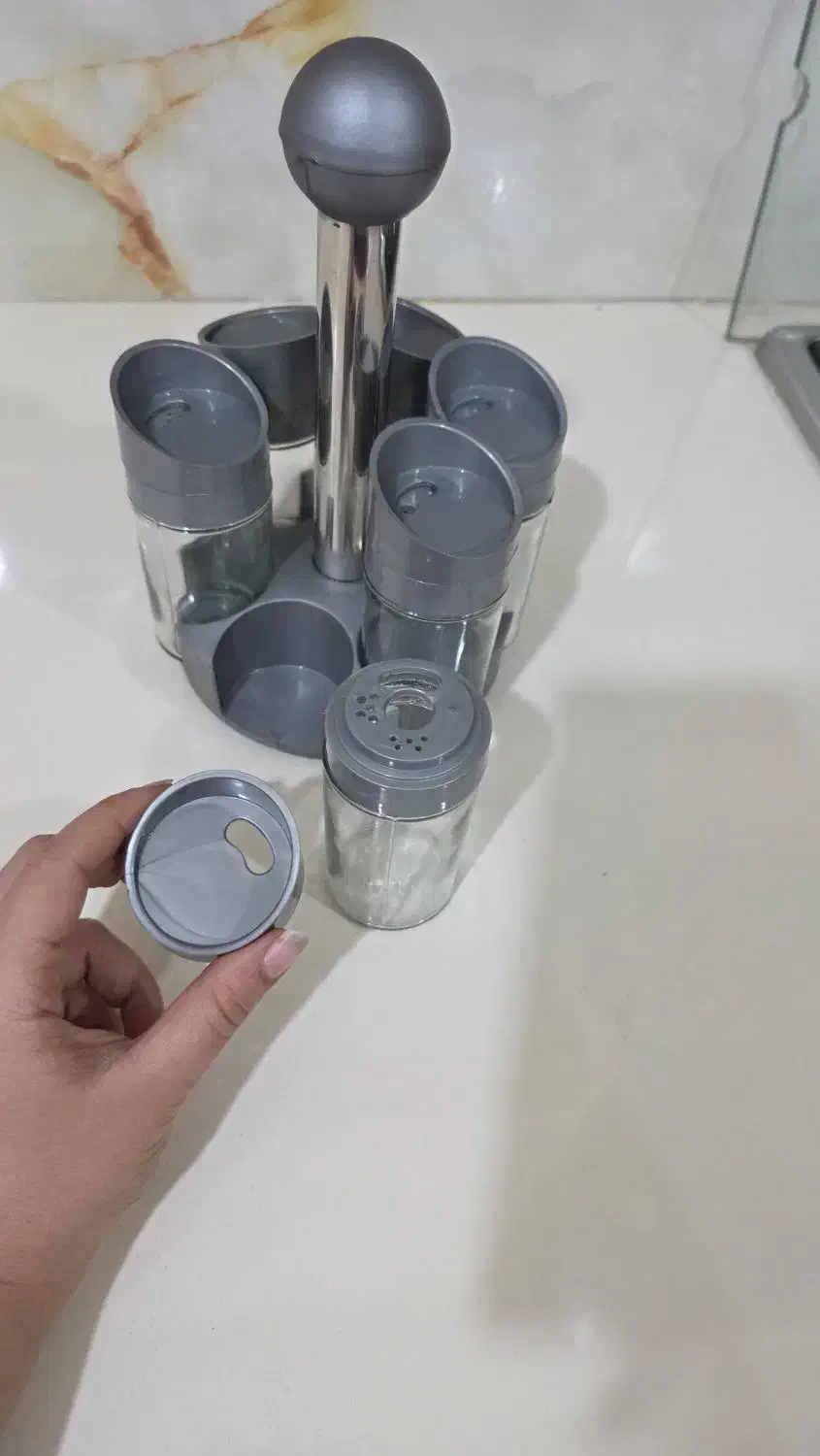 جا ادویه ۶ تیکه با قابلیت چرخش|ظروف نگهدارنده، پلاستیکی، یک‌بارمصرف|بهبهان, |دیوار