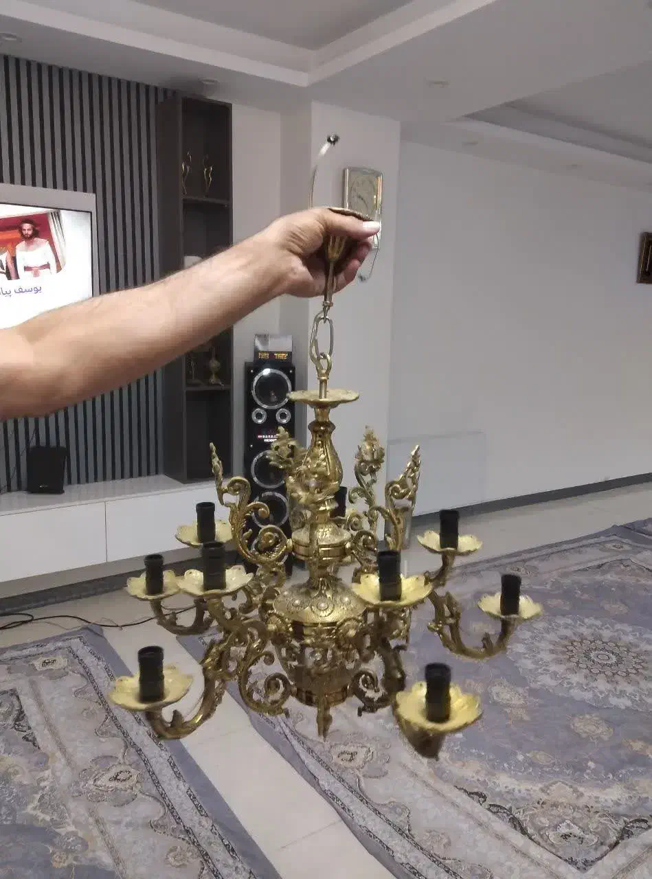 لوستر برنز ۵ شاخه|لوستر و چراغ آویز|فردیس, شهرک شهید حسینی|دیوار