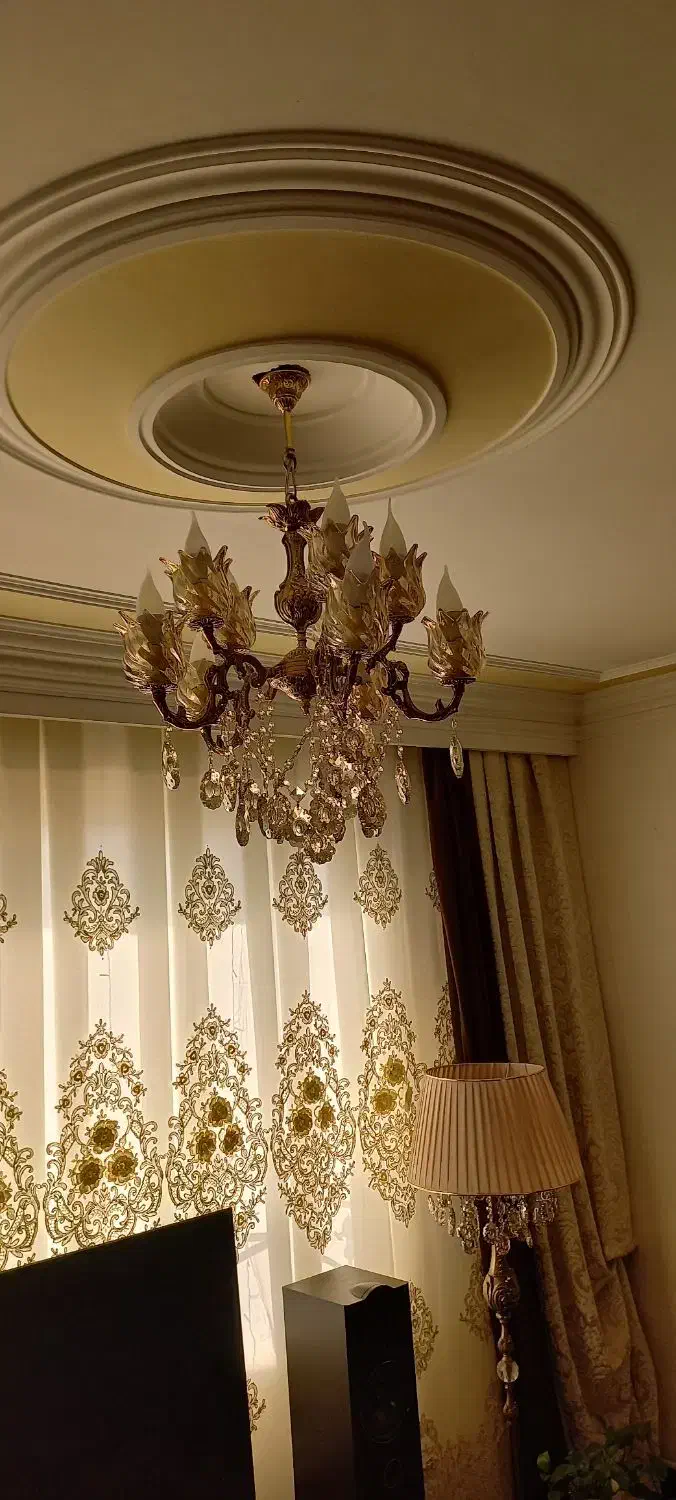 دوعددلوسترپنج شاخه ده شعله برنز|لوستر و چراغ آویز|بروجرد, |دیوار