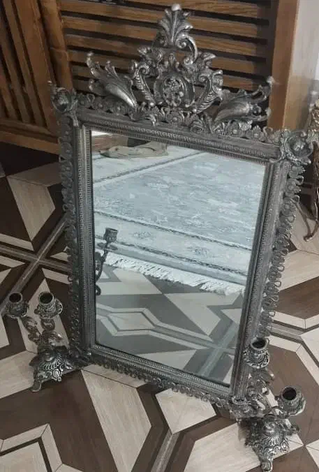 آینه شمعدان برنز نقره ای 70در45|کلکسیون اشیاء عتیقه|فردیس, سپید دشت|دیوار