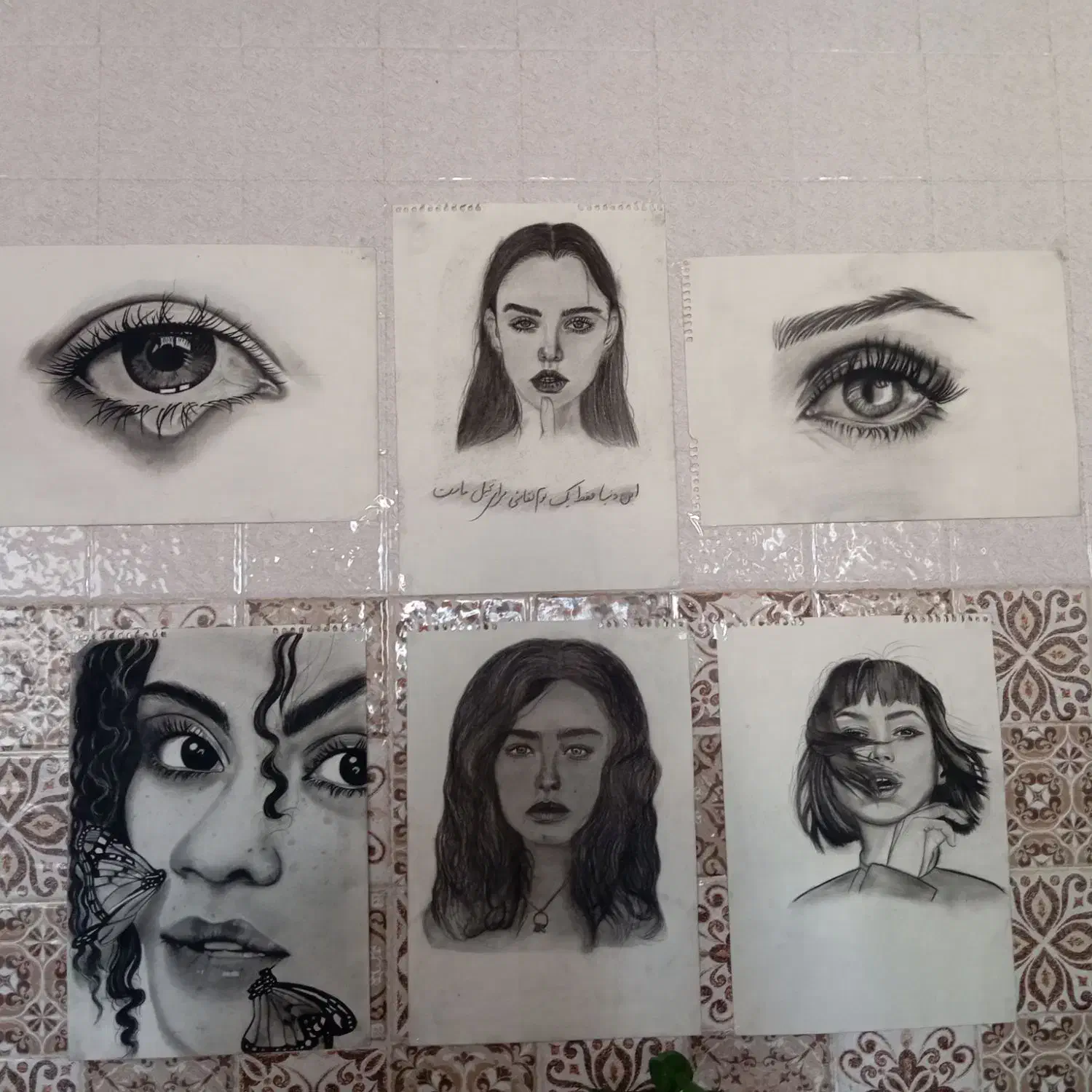 طراحی چهره با سیاه قلم|تابلو، نقاشی، عکس|چابهار, |دیوار