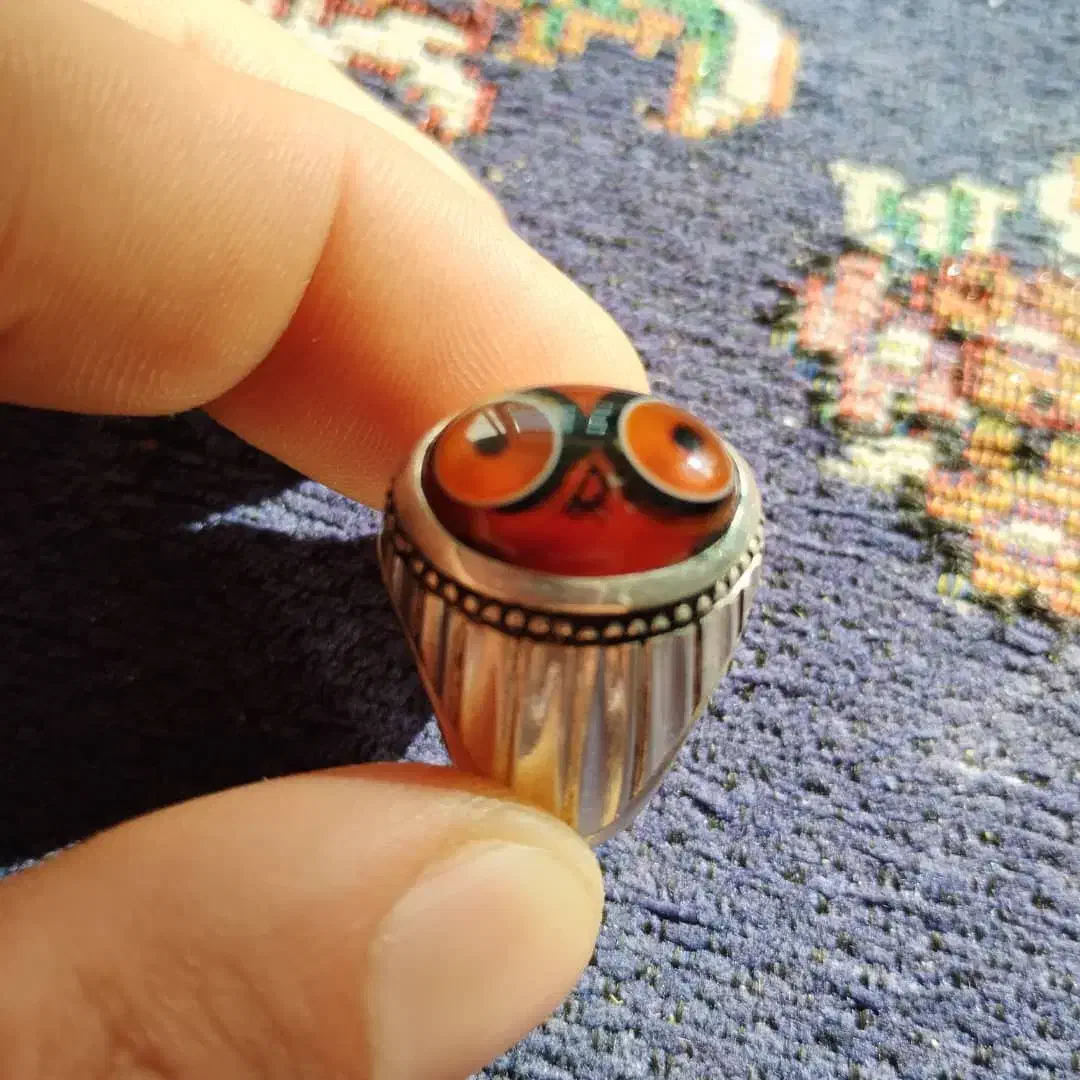 انگشتر باباقوری سرخ شجر زبرجد گارنت خط ضابطی|جواهرات|کرمان, |دیوار