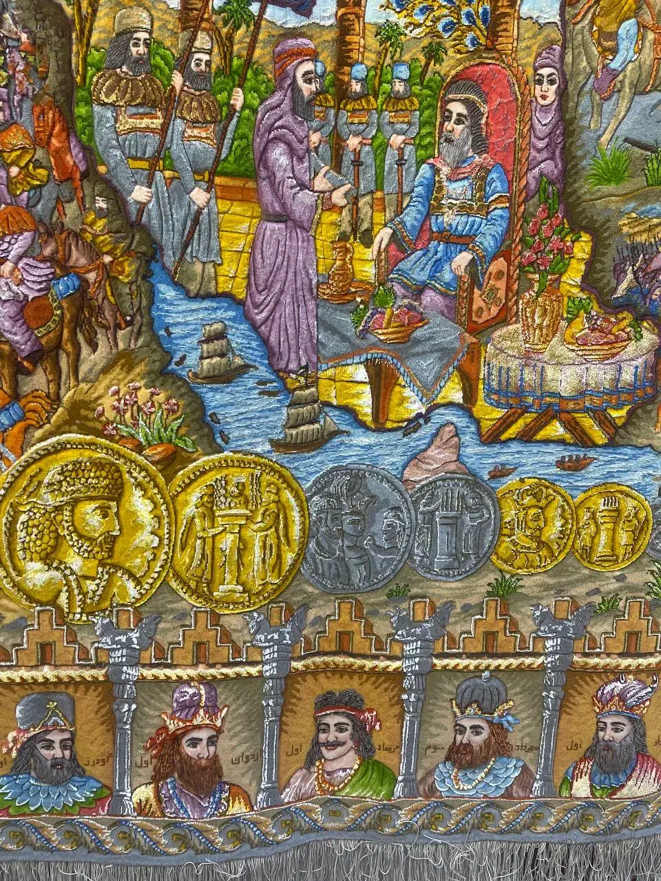 فرش دستباف (بساک)تابلوی ۴ متری سلاطین ایران|فرش|مشکین‌دشت, |دیوار