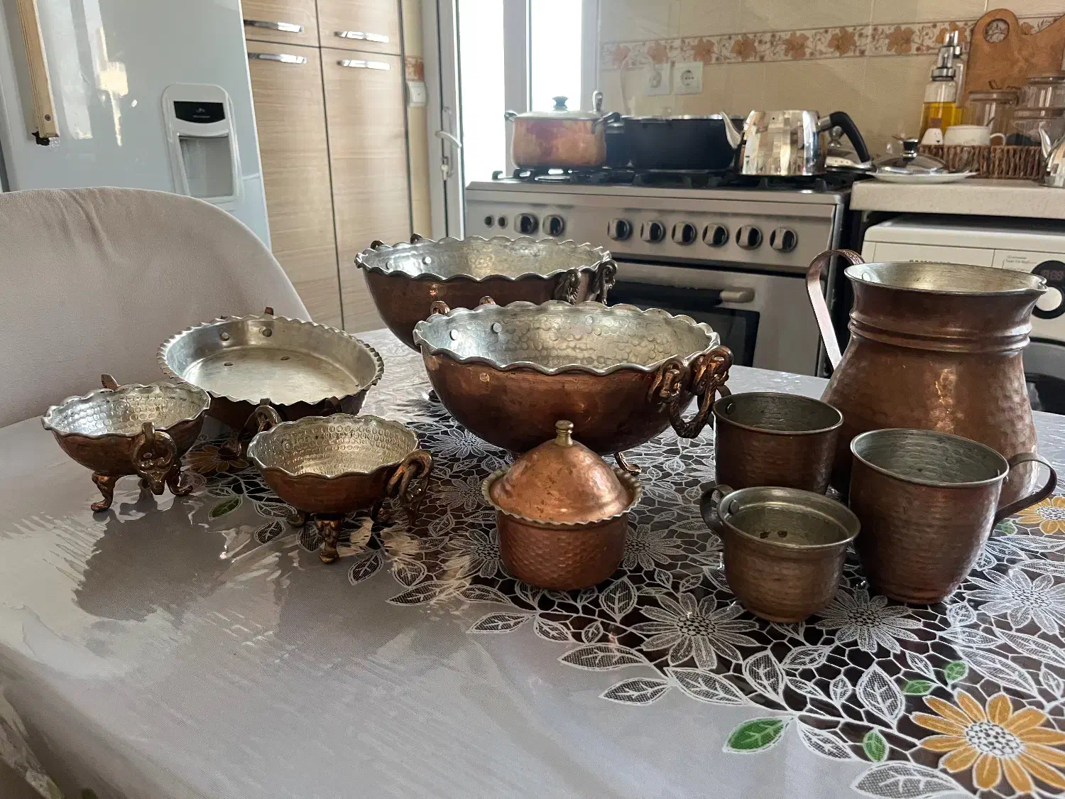 ظروف مسی شیک|ظروف سرو و پذیرایی|میانه, |دیوار