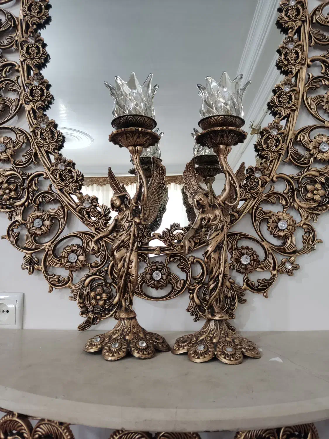 آینه شمعدان با میز|بوفه، ویترین، کنسول|خسروشاه, |دیوار