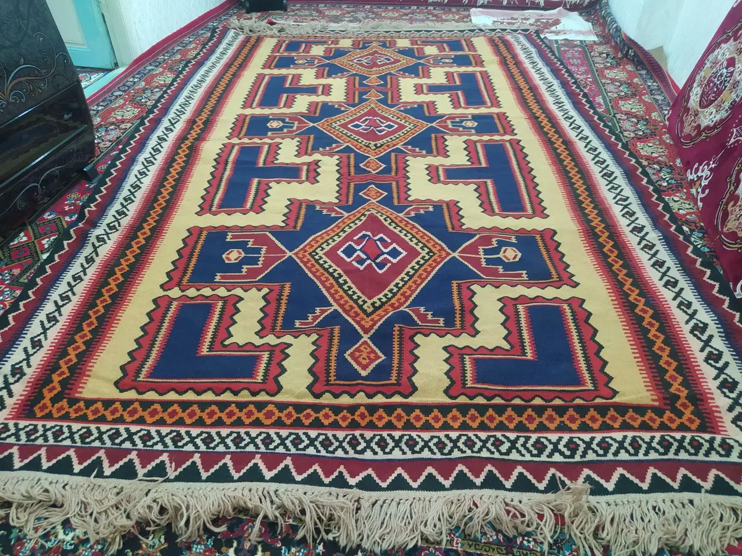 ۲ عدد گلیم دستبافت با نخ پشمی طبیعی|گلیم، جاجیم، گبه|نمین, |دیوار