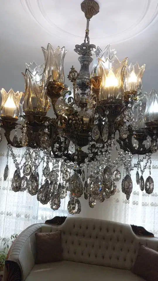 لوستر برنجی ۸ شاخه ی ۱۶ شعله|لوستر و چراغ آویز|رشت, اسماعیل آباد|دیوار