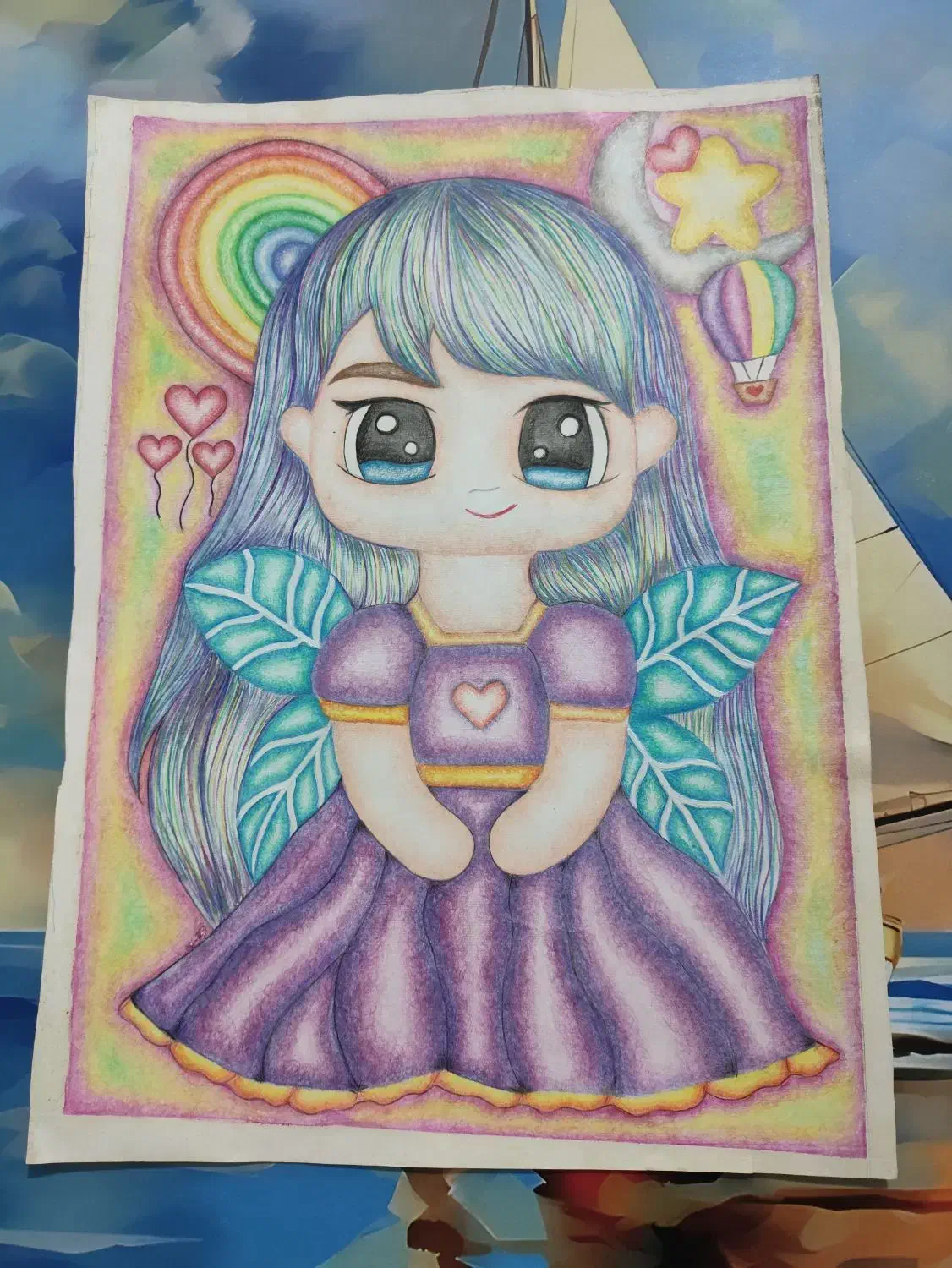 نقاشی با تکنیک مداد رنگی|تابلو، نقاشی، عکس|شهریار, شهرک وائین|دیوار