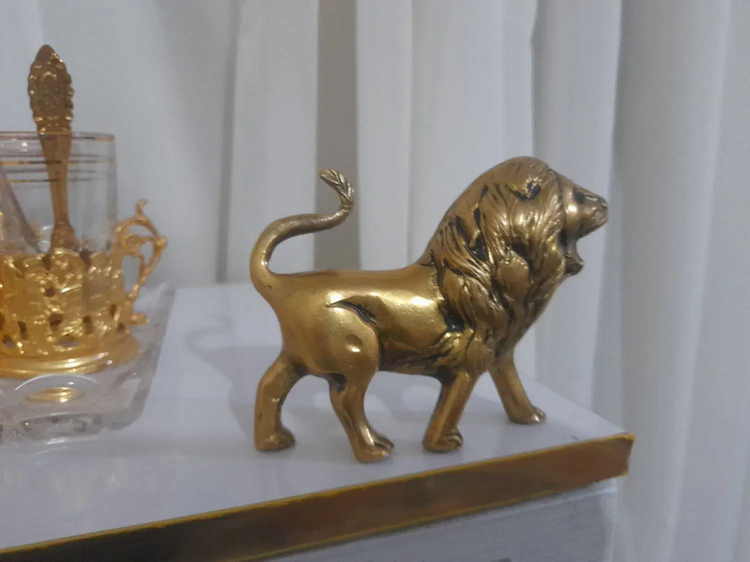 مجسمه شیر  برنجی عتیقه|کلکسیون اشیاء عتیقه|مشهد, نوده|دیوار