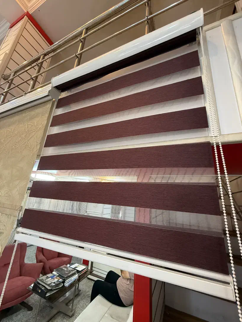 پرده زبرا زرشکی تک مکانیزم|پرده، رانر، رومیزی|ساری, |دیوار