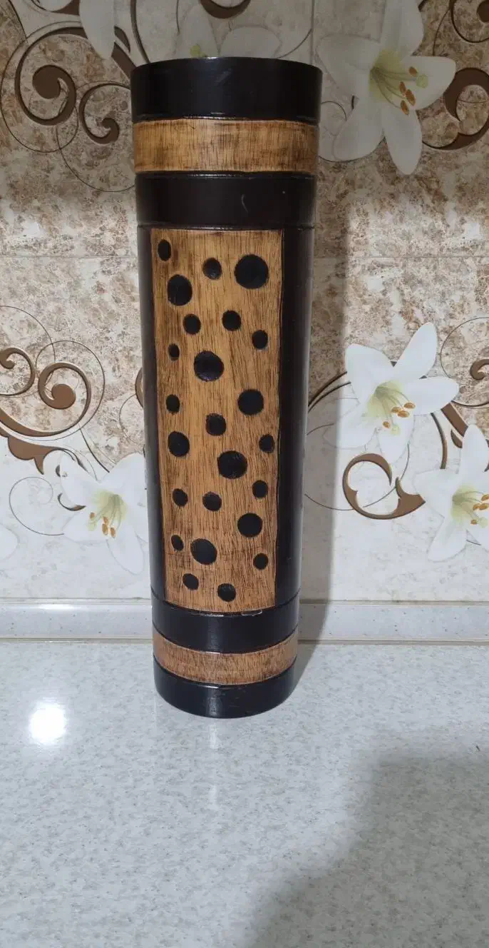 گلدان چوبی طرح دار ارتفاع ۴۰|صنایع دستی و سایر لوازم تزئینی|شیروان (خراسان), |دیوار
