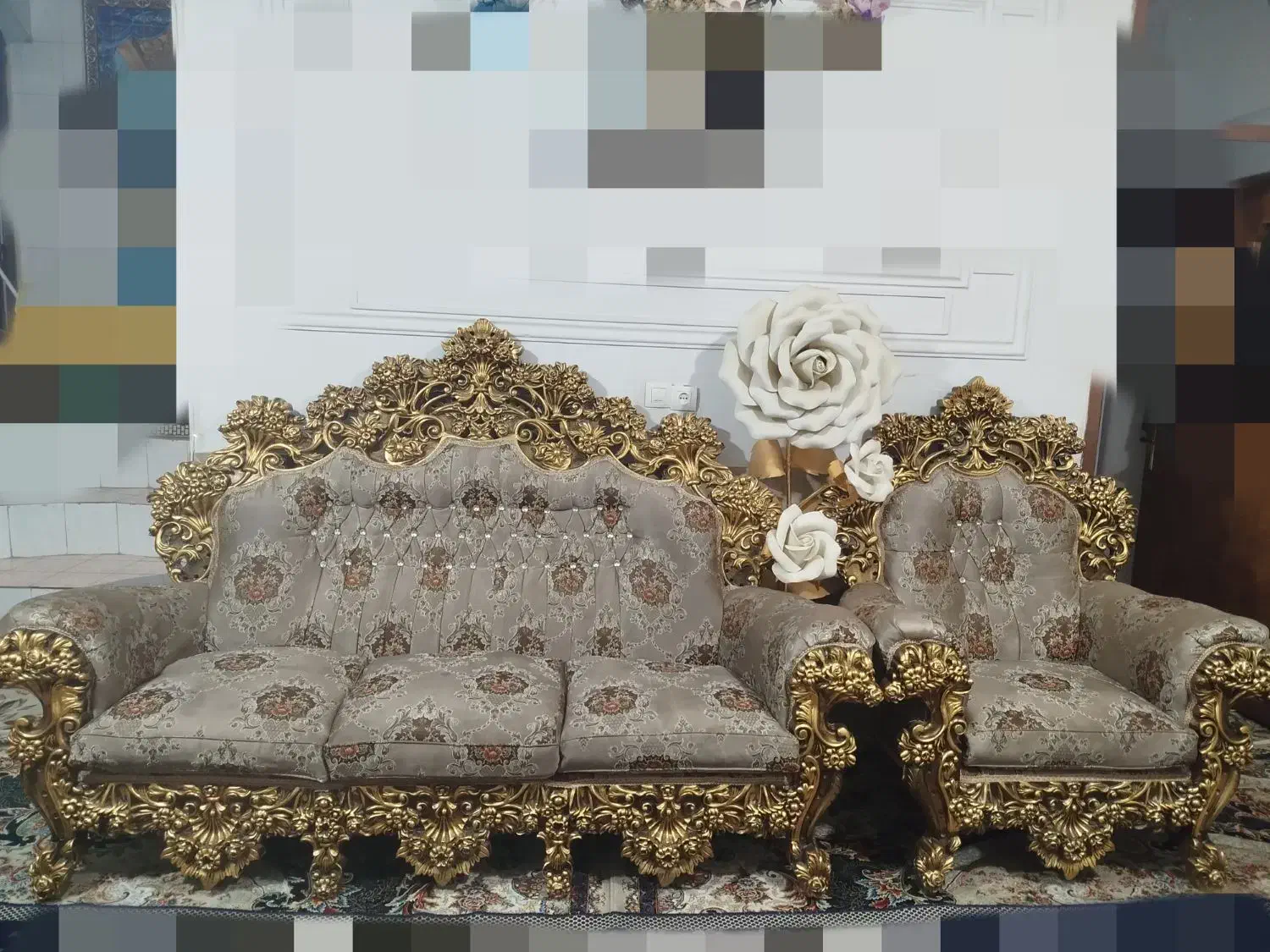 مبلمان سلطنتی 8نفر|مبلمان خانگی و میز عسلی|زاهدان, |دیوار