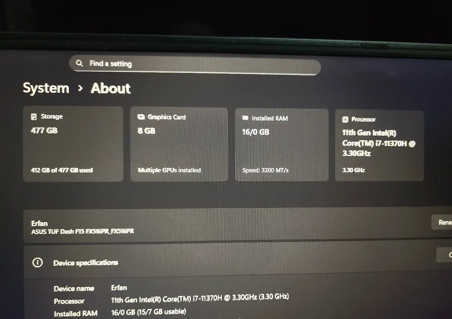 لپ تاپ TUF gaming F15 Dash|رایانه همراه|تهران, شهرآرا|دیوار