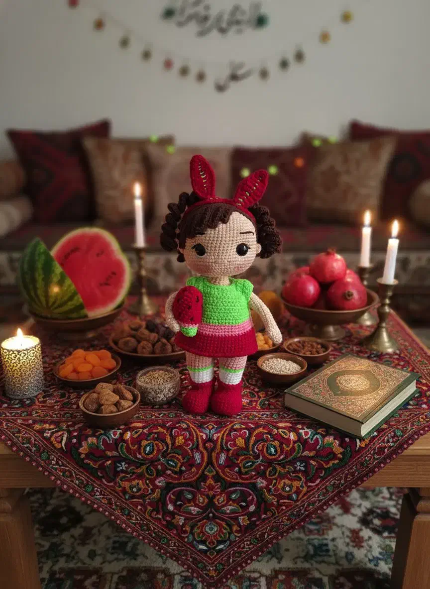 عروسک بافتنی دختر هندوانه|صنایع دستی و سایر لوازم تزئینی|تربت جام, فاز ۳ فرهنگیان|دیوار