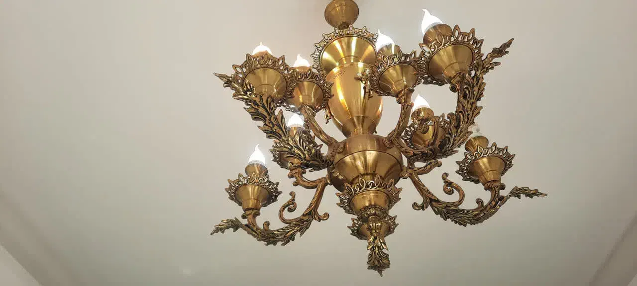 فروش فوری لوستر برنز خالص 5 شاخه سالم|لوستر و چراغ آویز|ری, دیلمان|دیوار