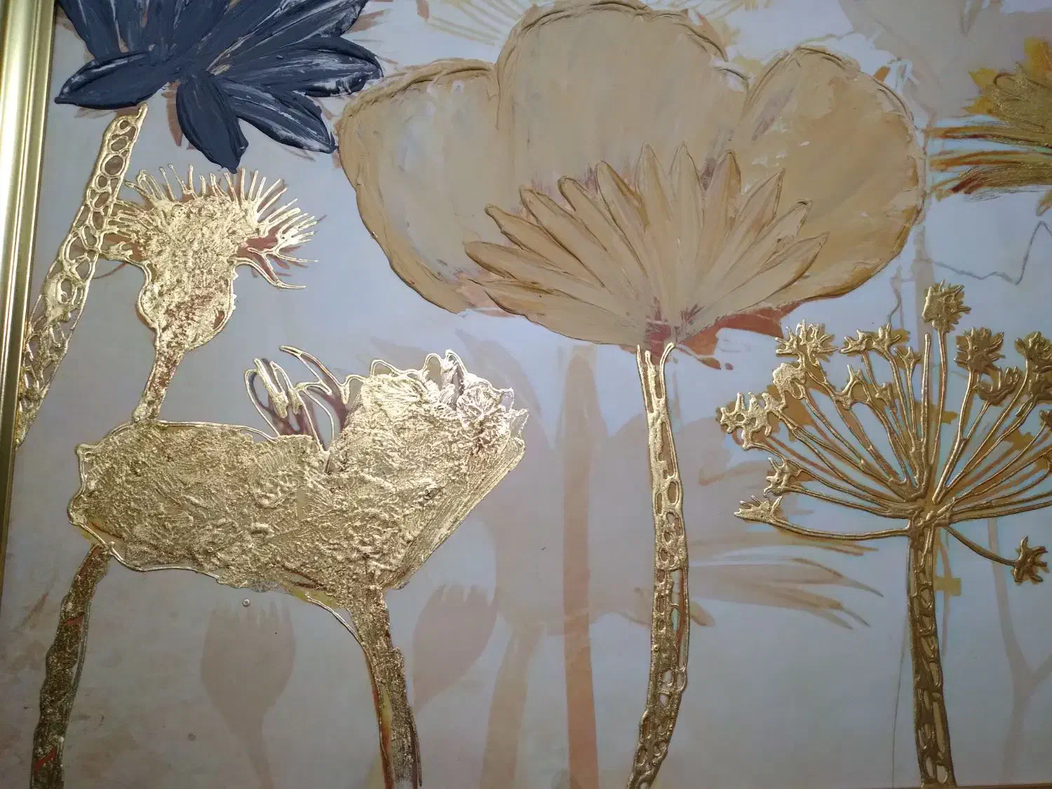 تابلو ورق طلا گل برجسته|تابلو، نقاشی، عکس|شهریار, شهرک وائین|دیوار