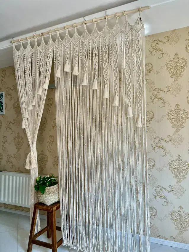 بافت پرده مکرومه|پرده، رانر، رومیزی|رودبار, |دیوار