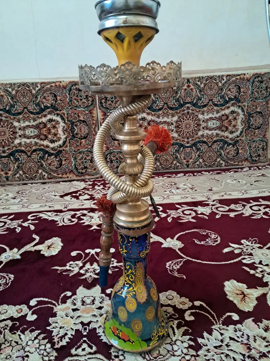 قلیان برنجه قدیمی|کلکسیون اشیاء عتیقه|کرمانشاه, |دیوار