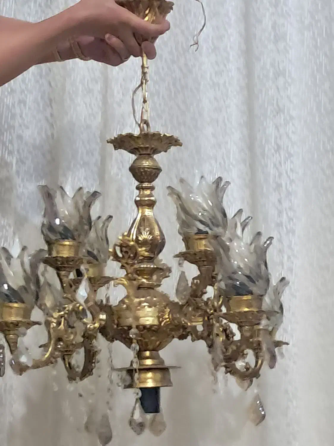 لوستر ودیوراکوب زیبا برنجی اصل|لوستر و چراغ آویز|شاندیز, |دیوار