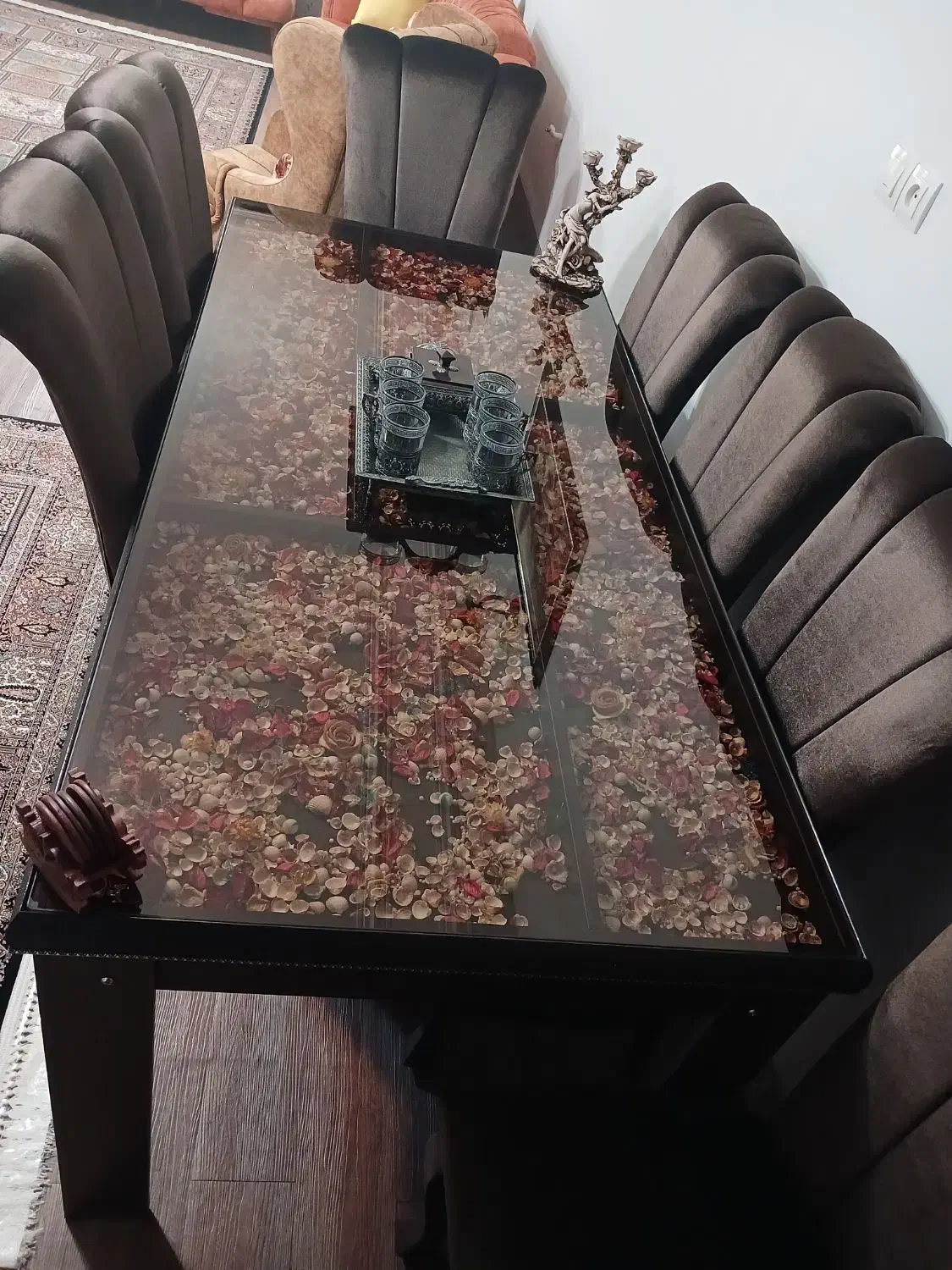 میز نهارخوری ۸ نفره ام دی اف صندلی مخمل|میز و صندلی غذاخوری|شیراز, شریفآباد|دیوار