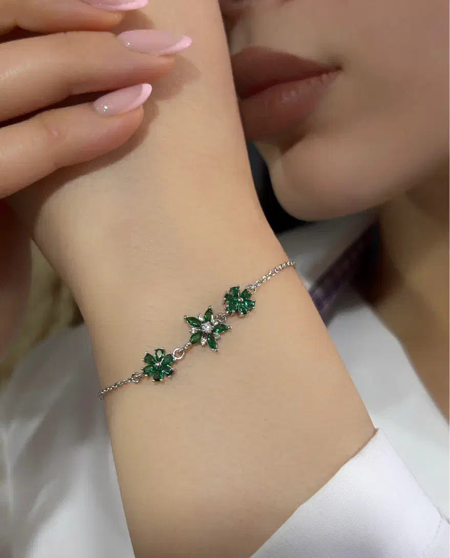 دستبند جواهر تمام نقره مدل گل مینیمال|بدلیجات|تبریز, |دیوار