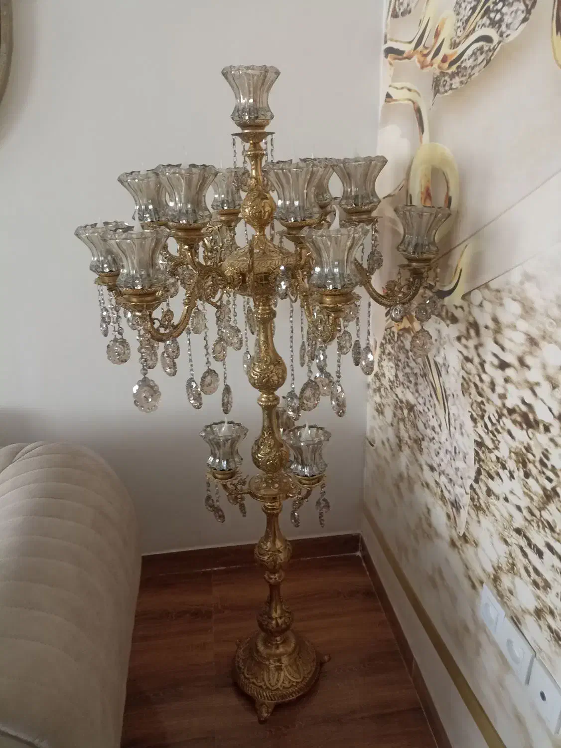 لوسترکنارسالنی برنزی|لوستر و چراغ آویز|پاکدشت, پاکدشت (مامازند)|دیوار