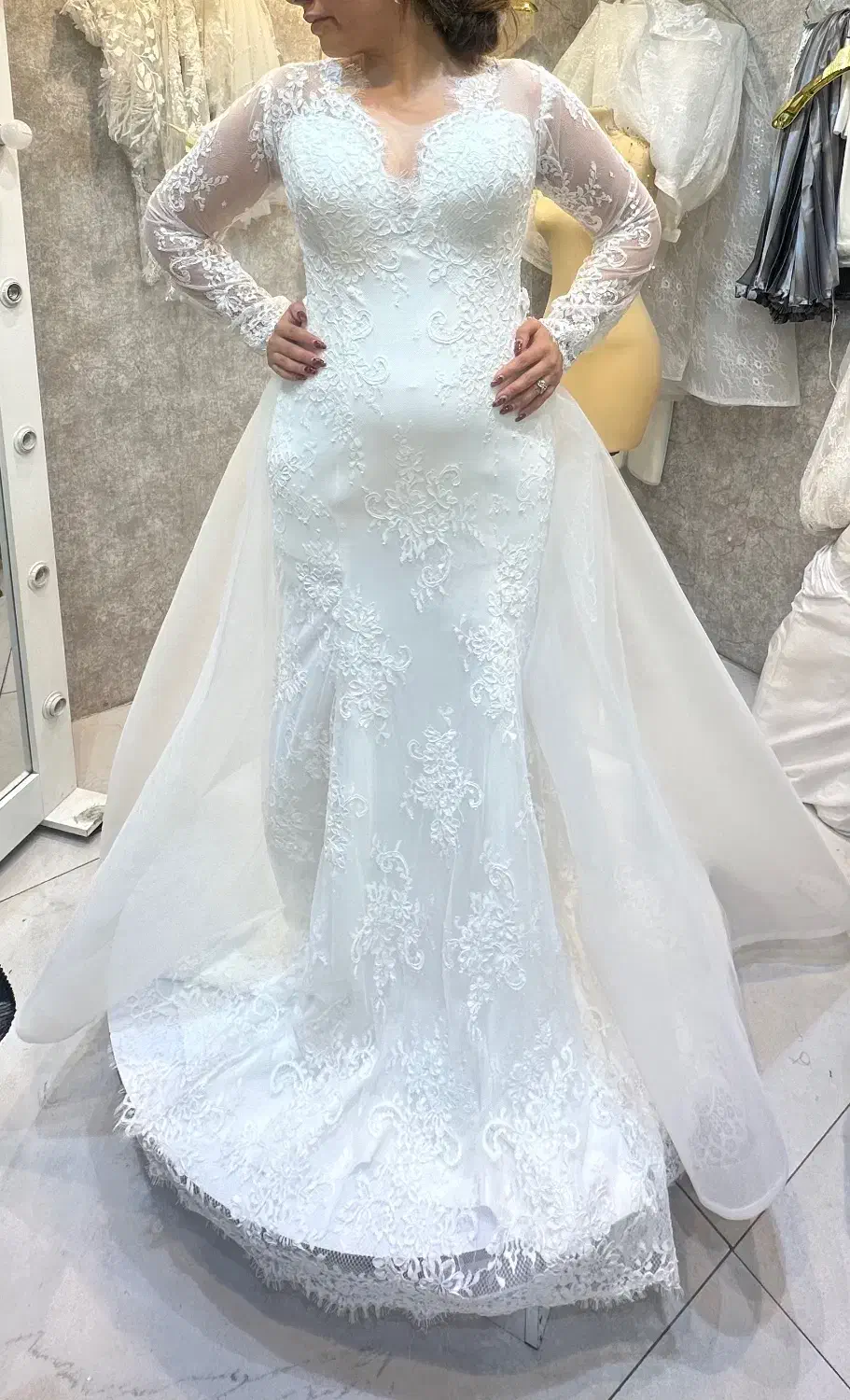 لباس عروس تمام دانتل فرانسوی سایز ۴۰-۴۴|لباس|پاکدشت, پاکدشت (مامازند)|دیوار