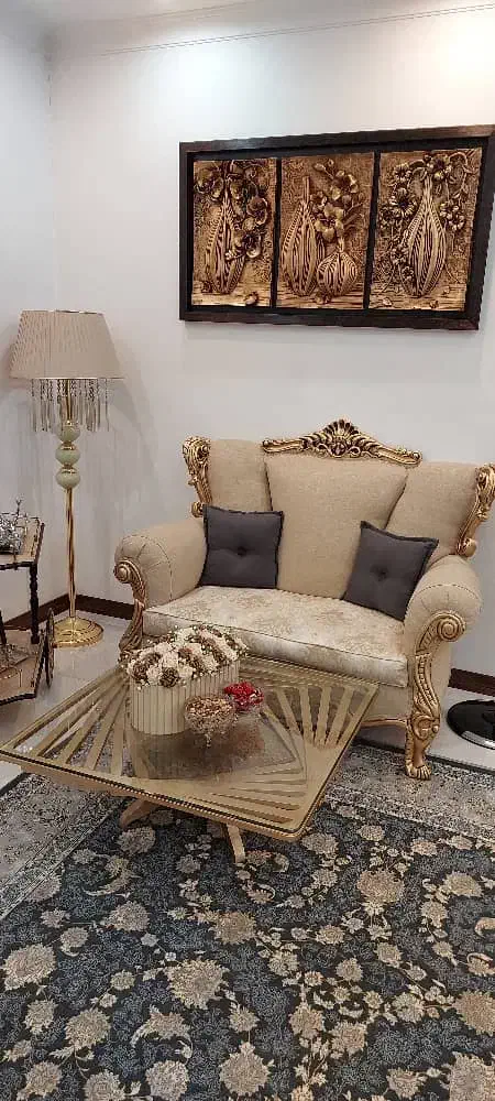 مبل 7 نفره استیل+جلومبلی+2 عسلی+بوفه کاور مبل|مبلمان خانگی و میز عسلی|گلستان (تهران), |دیوار