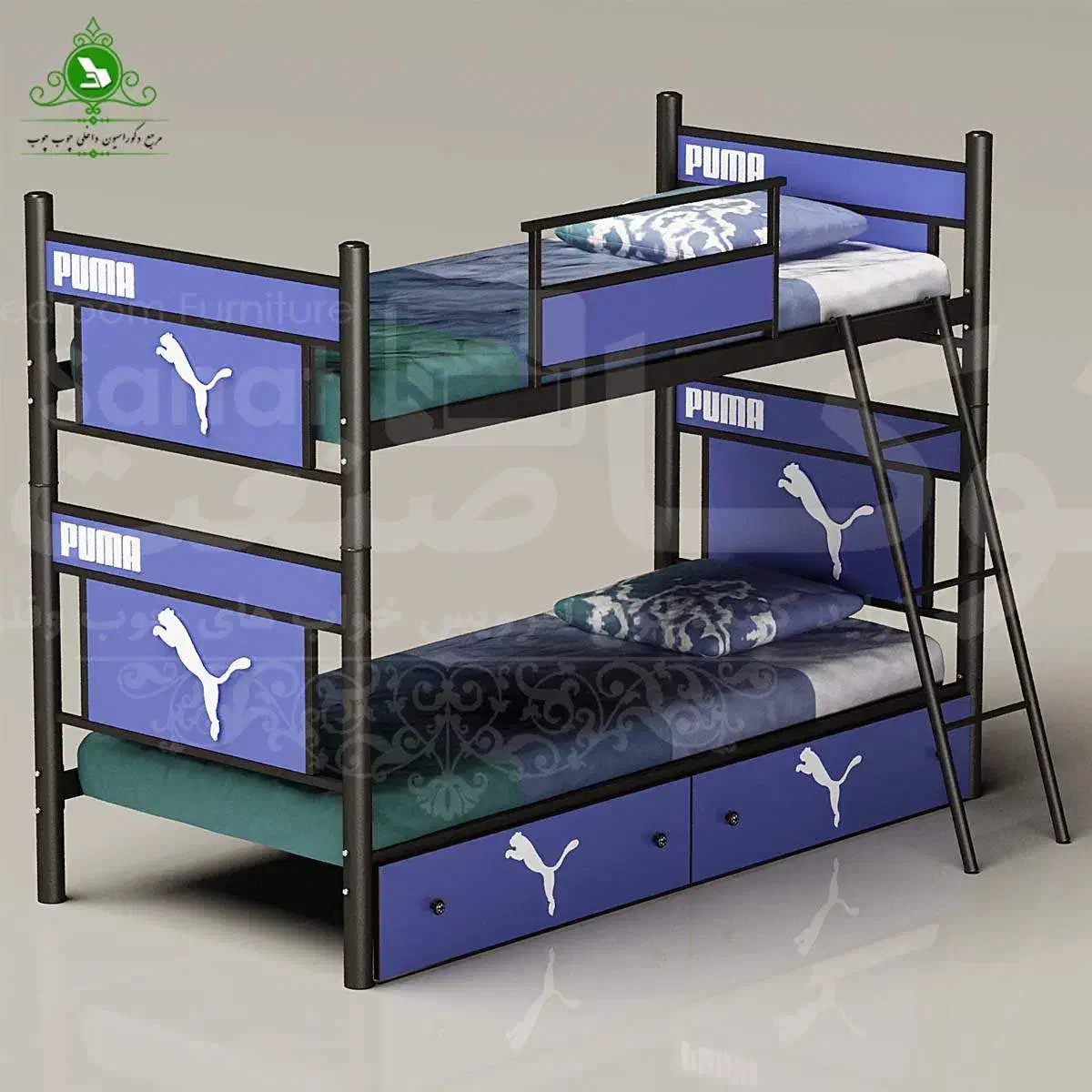 تخت دوطبقه فلزی چوبی|تخت و سرویس خواب|تبریز, |دیوار