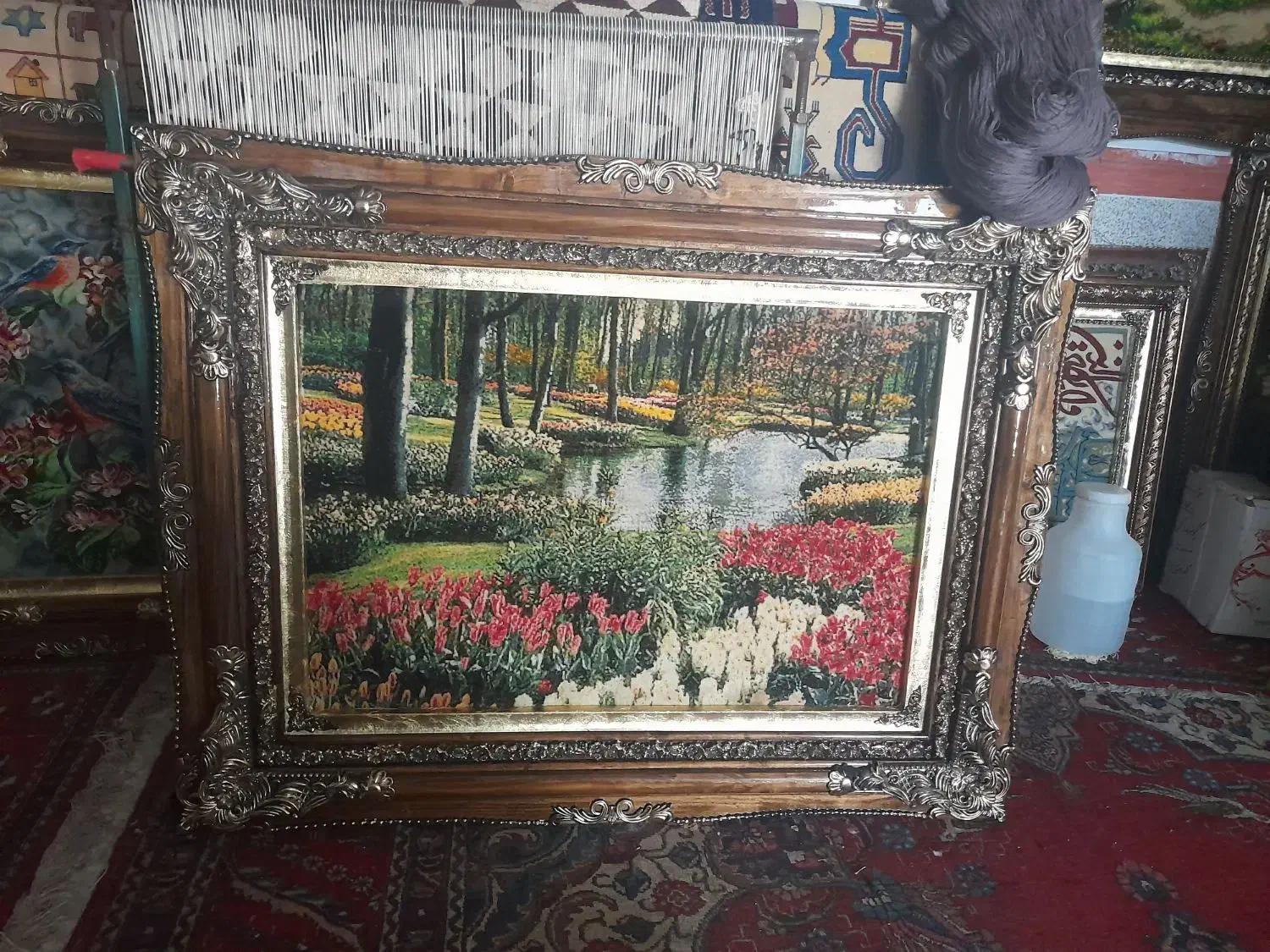 منظره کلبه|تابلو فرش|کرمانشاه, |دیوار