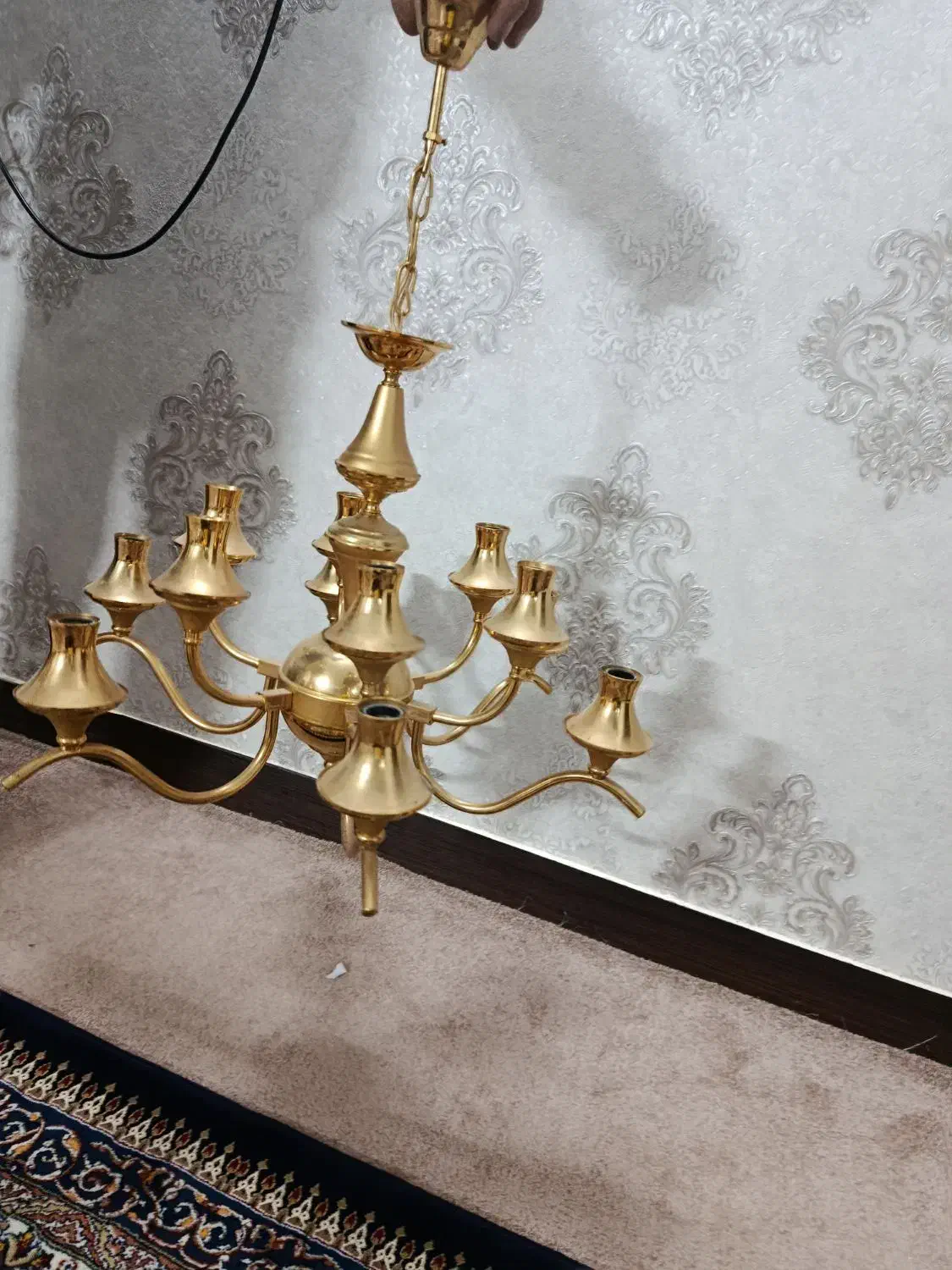 سه عدد لوستر سالم سالم روکش آب طلا|لوستر و چراغ آویز|قم, حنیف نژاد|دیوار
