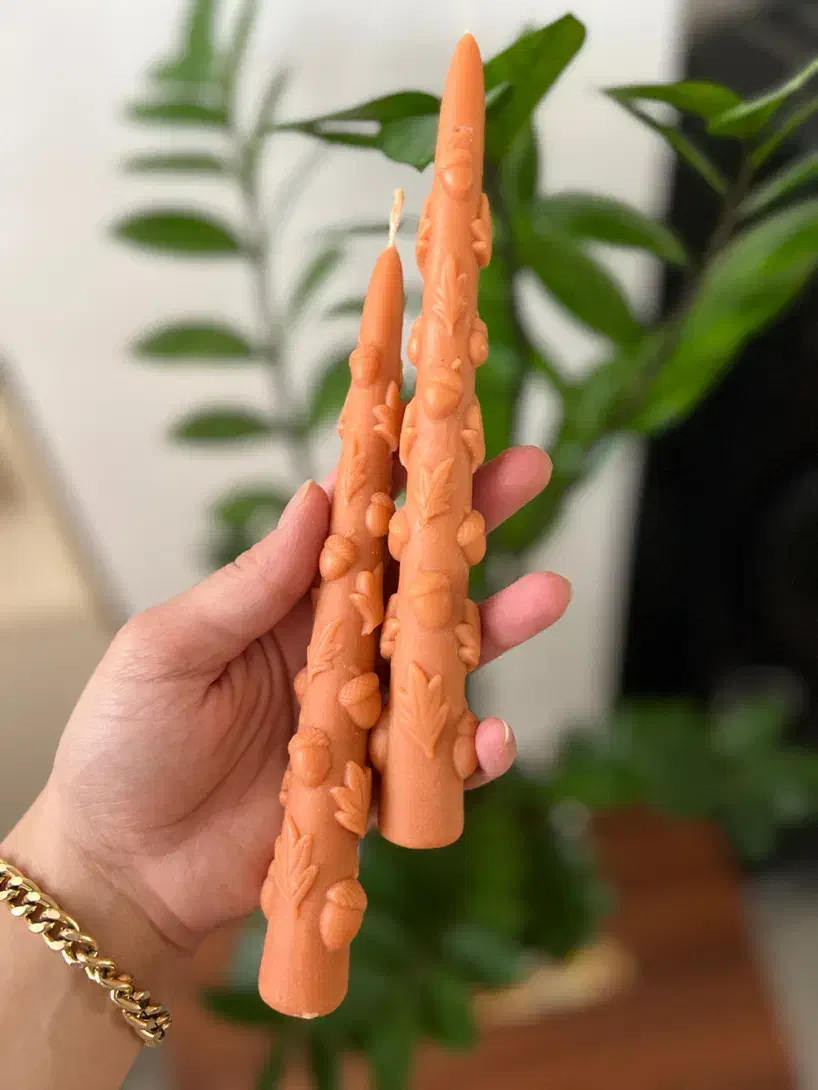 شمع پاییزی فانتزی دست‌ساز|صنایع دستی و سایر لوازم تزئینی|سراب, |دیوار