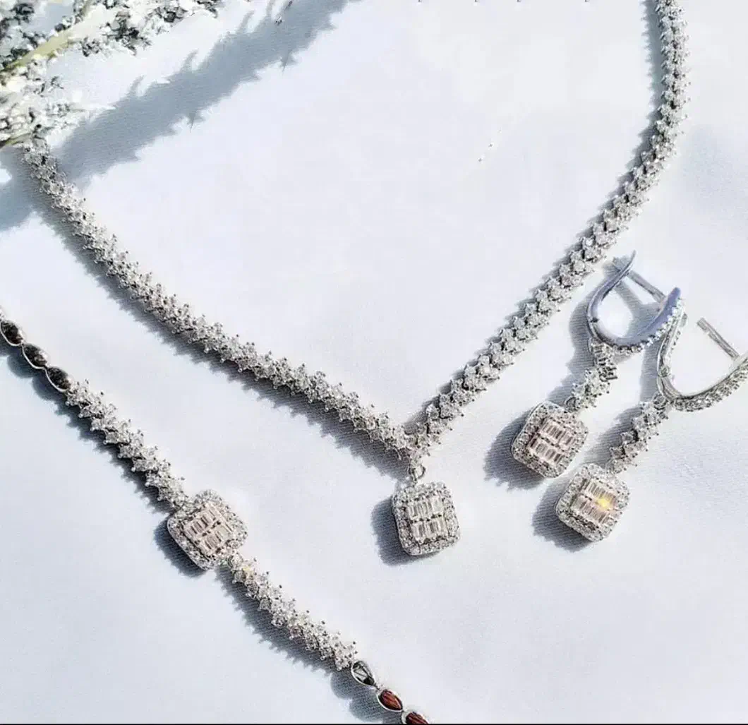 نیم‌ست نقره مدل جواهری نگین باگت|جواهرات|کرج, گوهردشت|دیوار